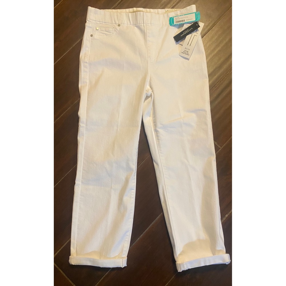 Liverpool Los Angeles Chloe Pull On Crop Skinny Jeans White Eco Denim 4/27 NEW - Picture 1 of 10